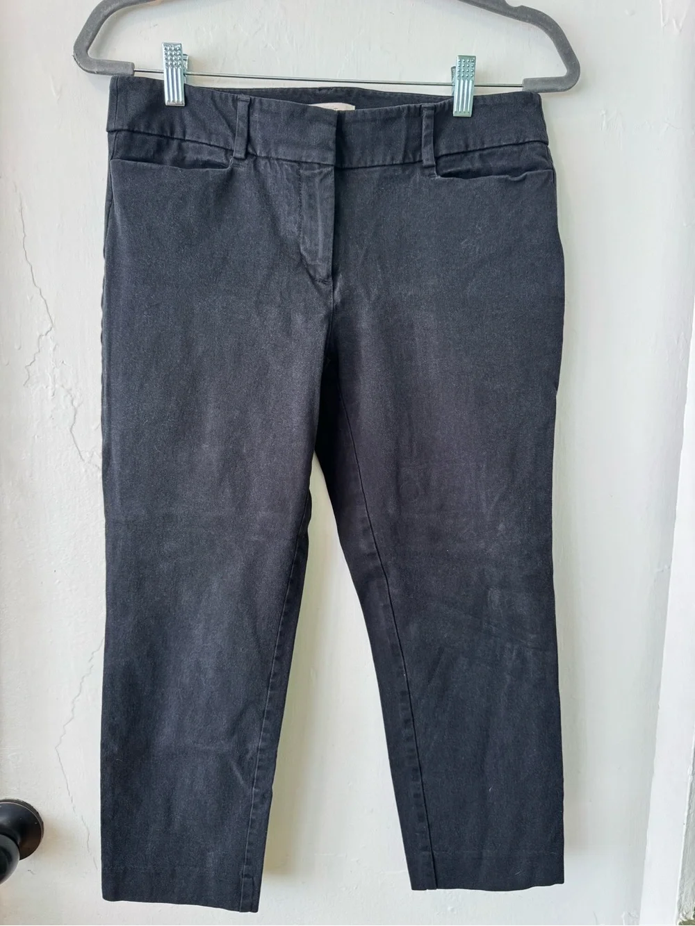 LOFT Black Ankle Cropped Straight-Leg Pants